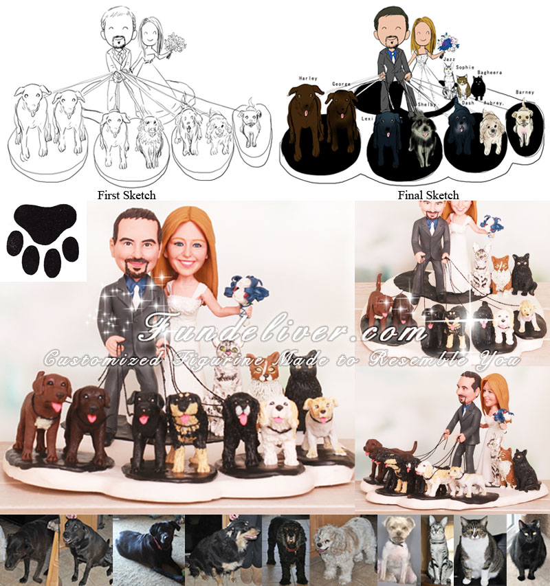 Dogs and Cats Wedding Cake Toppers